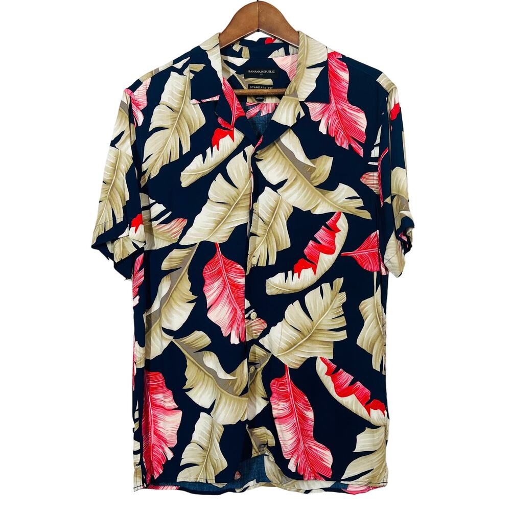 Banana Republic Button Up Floral Shirt Top Blue - M